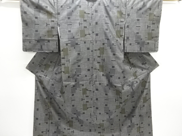JAPANESE KIMONO / UNUSED DORO OSHIMA TSUMUGI (7 maruki) / WOVEN GRID